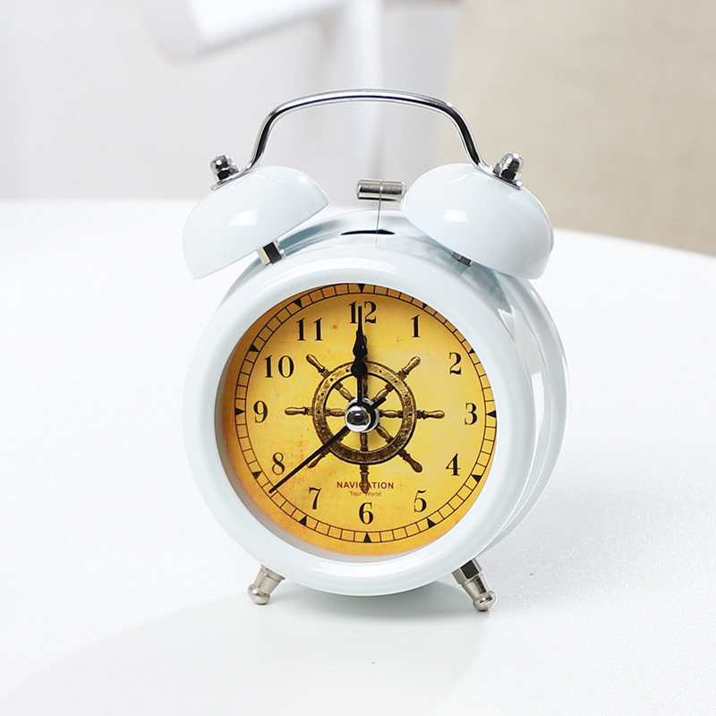 European-style Metal Clock Creative Mute Children's Electronic Alarm Clock Simple Living Room Bedroom Student Luminous Quartz Clock