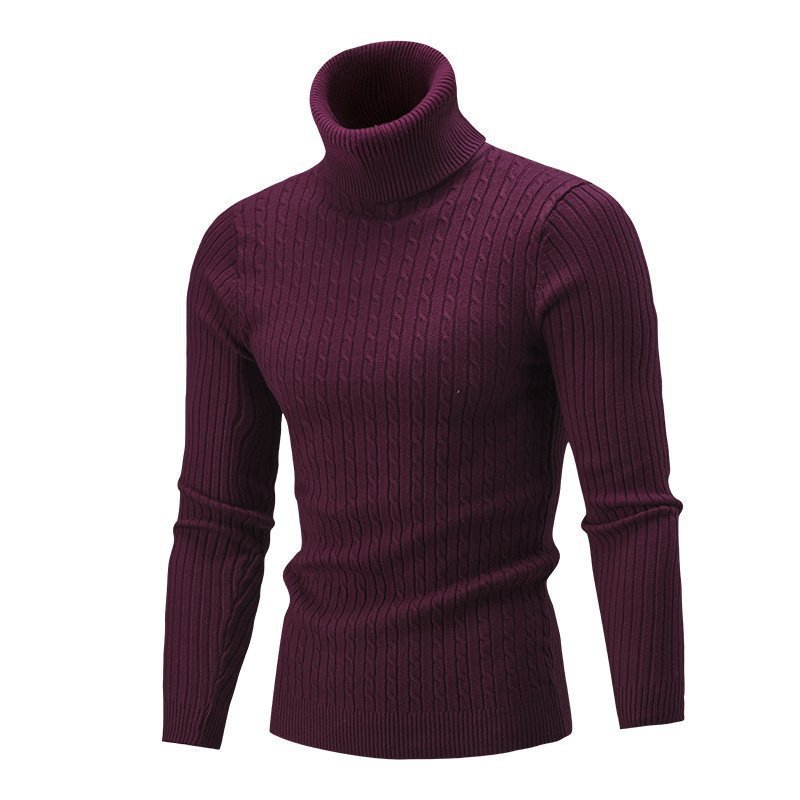 Amazon Turtleneck Turtleneck Sweater Men's European and American Autumn and Winter Slim-Fit Base Shirt Men's Twist Casual Sweater