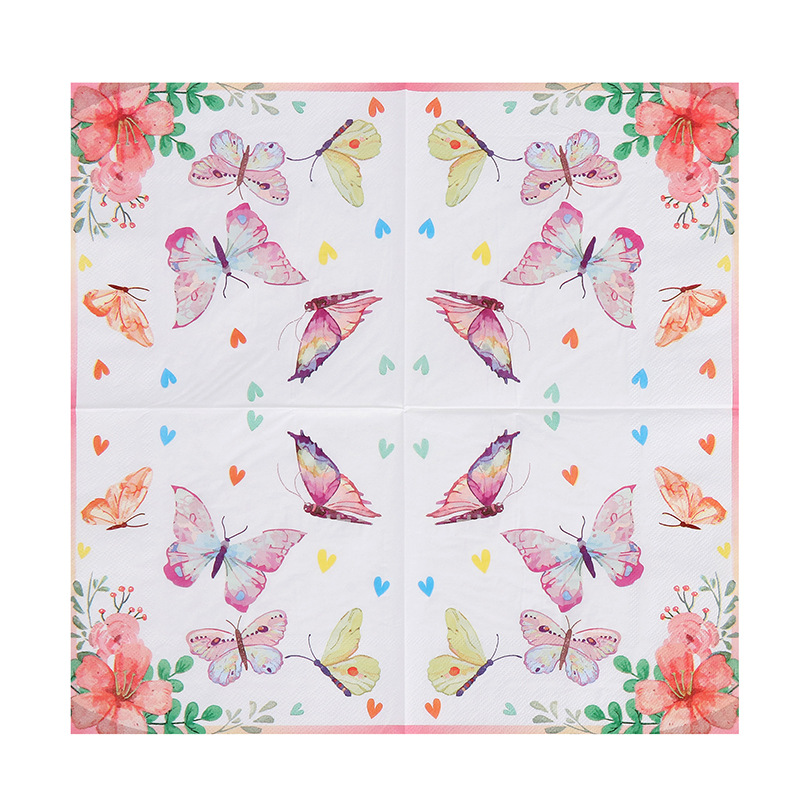 Factory cross-border in stock color printing butterfly tissue Party party party decoration disposable party supplies