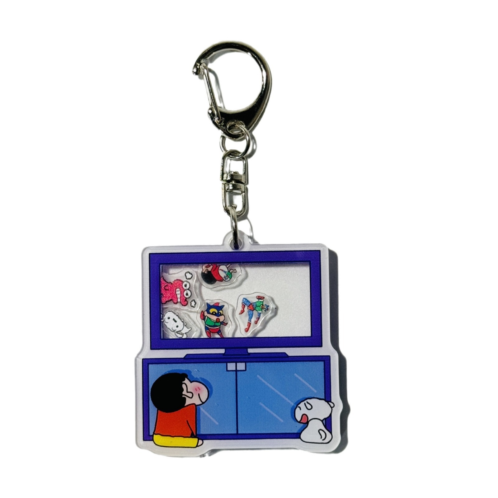 Homemade crayon Xiaoxin watch TV keychain acrylic rocking pendant niche acrylic keychain for free