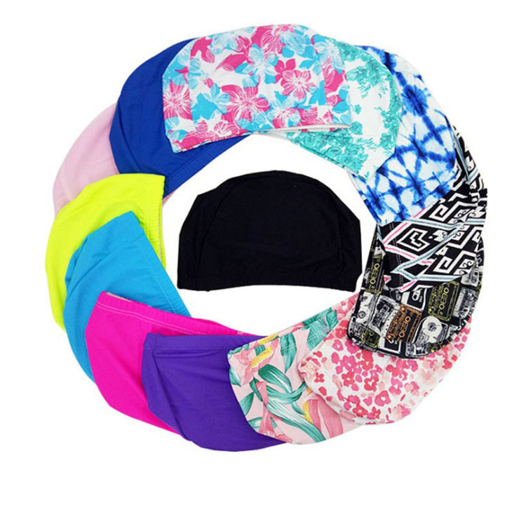 Polyester cloth swimming cap high stretch adult universal color independent packaging cardboard hot spring swimming cap