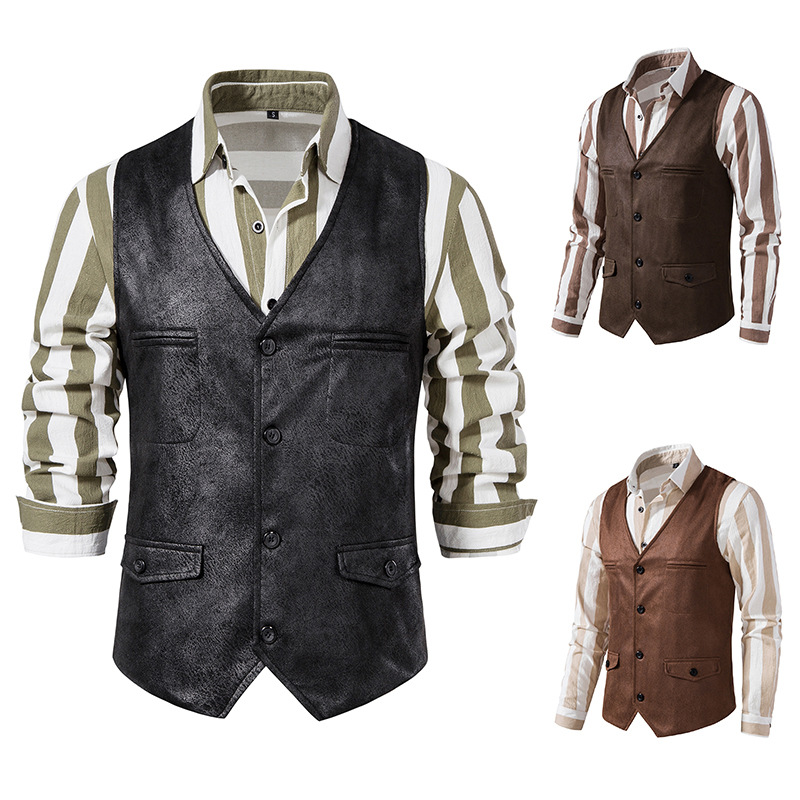 Amazon foreign trade trend Europe and the United States V-neck Suede single-breasted jacket vest vest M74