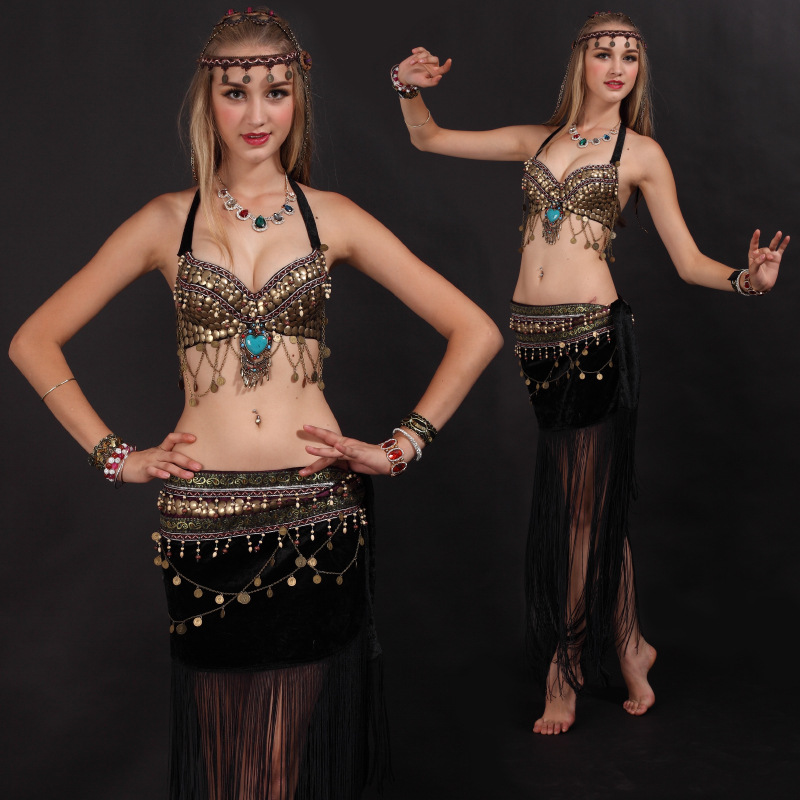 European and American Style Belly Dance Costume Tassel Ethnic Dance Tibetan Clothing Tribal Princess Minority Tribal Two-piece Christmas Dress