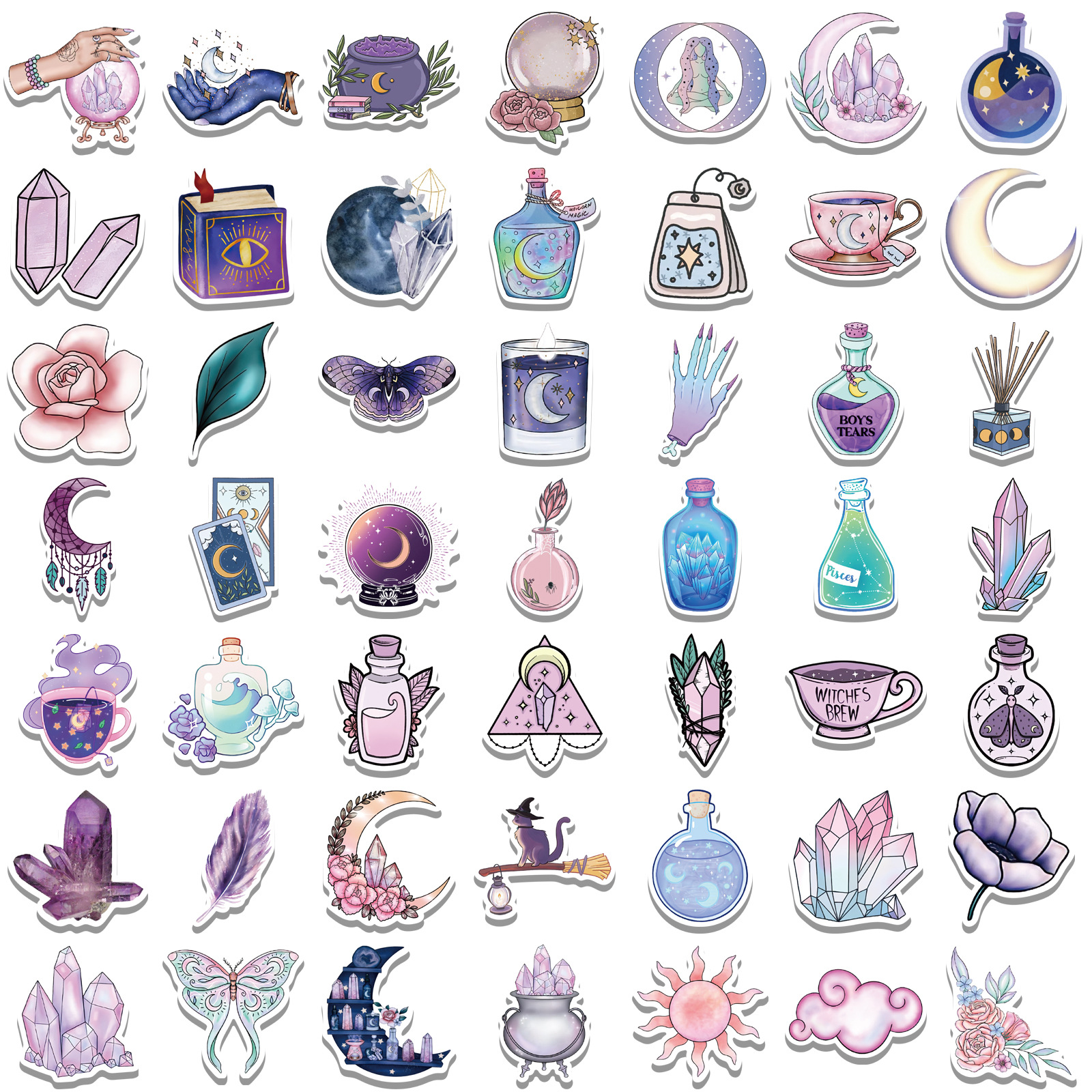 100 pieces of purple magic moon graffiti stickers decorative luggage DIY waterproof stickers Amazon popular models can be approved