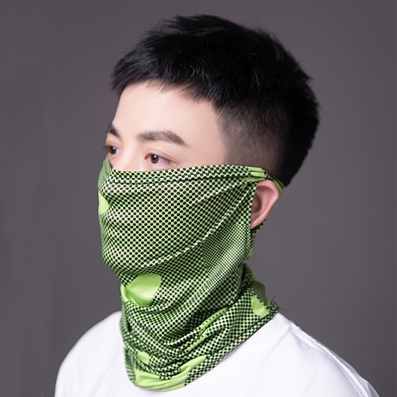 Summer Ice Silk Hanging Ear Sunscreen Mask Men's Face-Covering Outdoor Sports UV-Protection Headscarf Scarf Women's Amazon