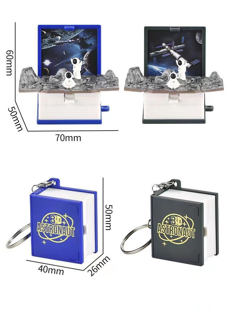 3d three-dimensional folding book mini keychain pop-up book Dinosaur space aerospace Castle educational decompression creative toys