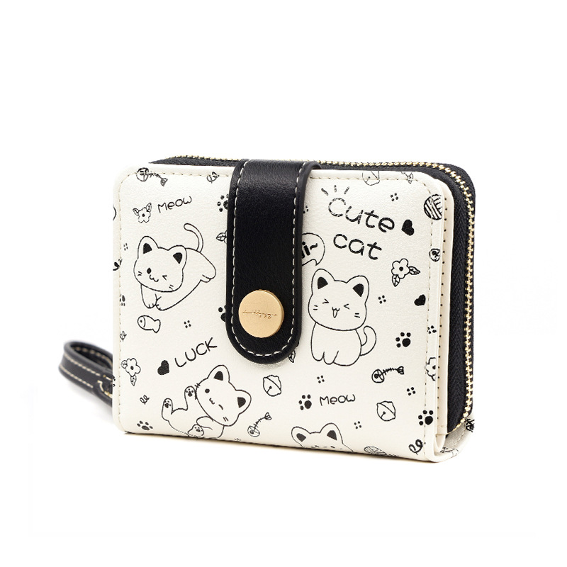 Korean version of cute kitten ladies buckle coin purse handbag multi-functional ladies short wallet wallet wallet wholesale