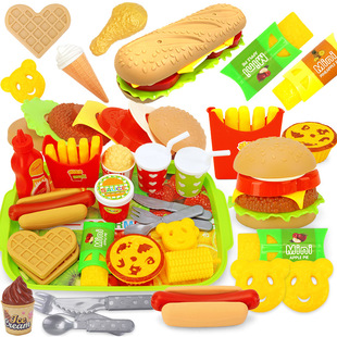 Cross-border Children's Play Hamburger Toy Simulation Food French Fries Pizza Western Food Kitchen Cooking Cooking