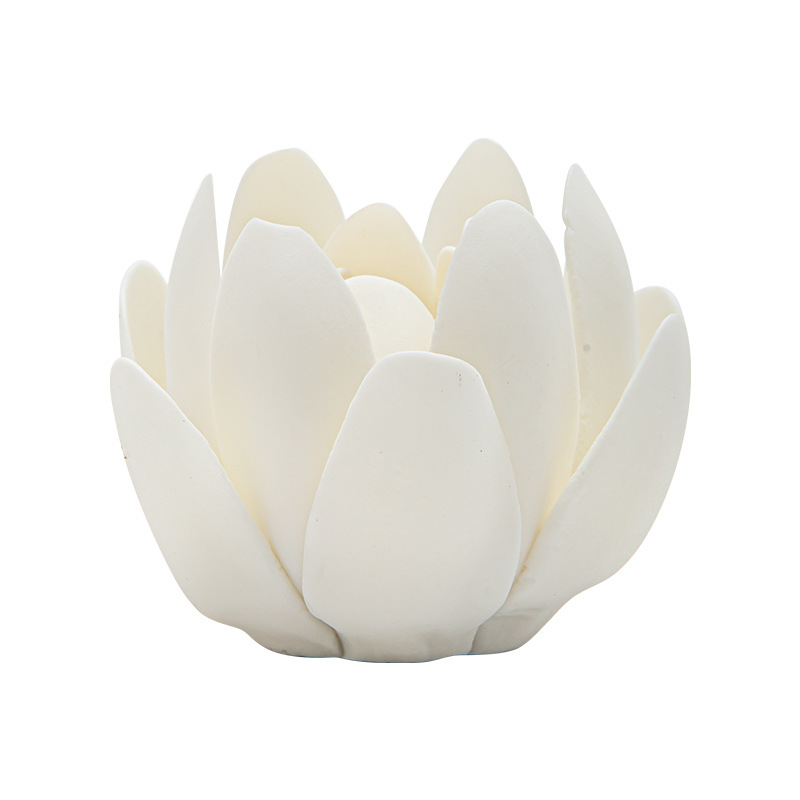 Ceramic Handmade White Lotus Flower Incense Insert Base Household Indoor Line Incense Burner Zen Desktop Ornaments Incense Holder Tea Ceremony Accessories