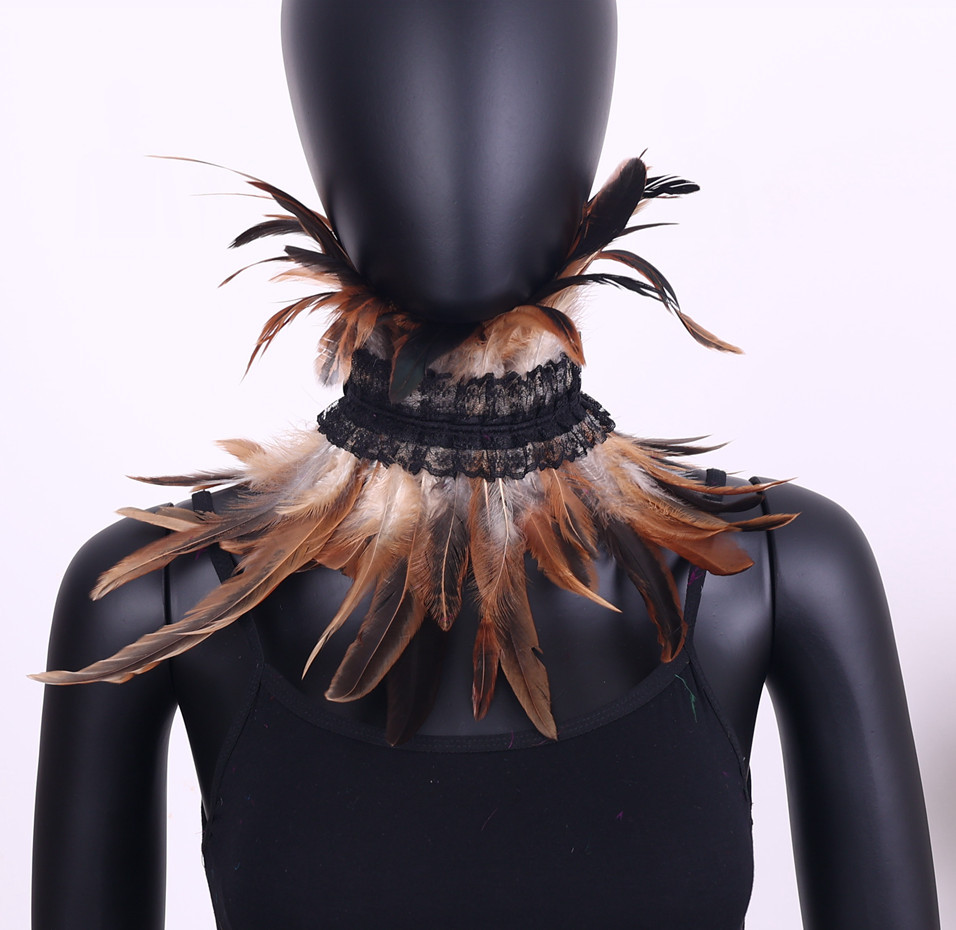 Manufacturer in stock Halloween Gothic style lace feather scarf shawl masquerade costume decorations
