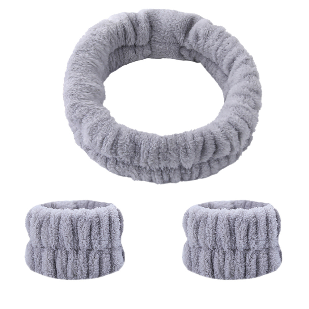 Cross-border new fashion women's hair band cute solid color plush face wash hair band home makeup hair band wrist strap