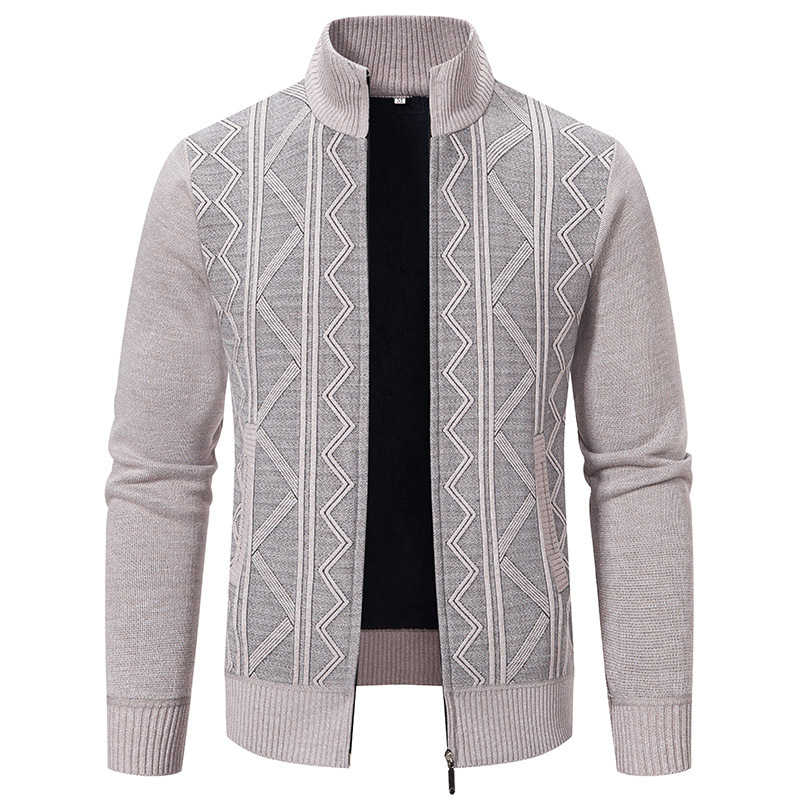 2023 foreign trade autumn and winter men's fashion trendy sweater sweater zipper stand collar casual thickened cardigan coat