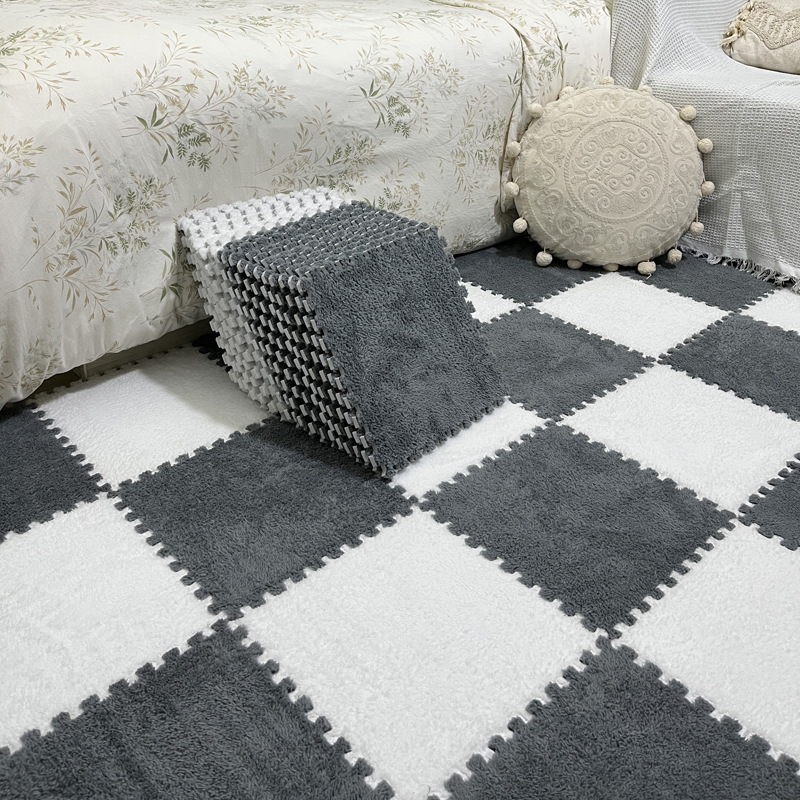 Room plush carpet bedroom full foam stitching floor mat living room soundproof large area bedside blanket household mat