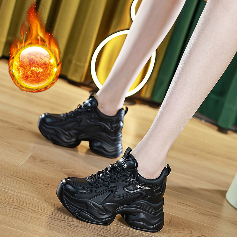 2025 Spring Women's Shoes New Style Small Inner Height Increase Casual Torre Shoes White Shoes Wedge Heeled Platform Platform Mesh Shoes