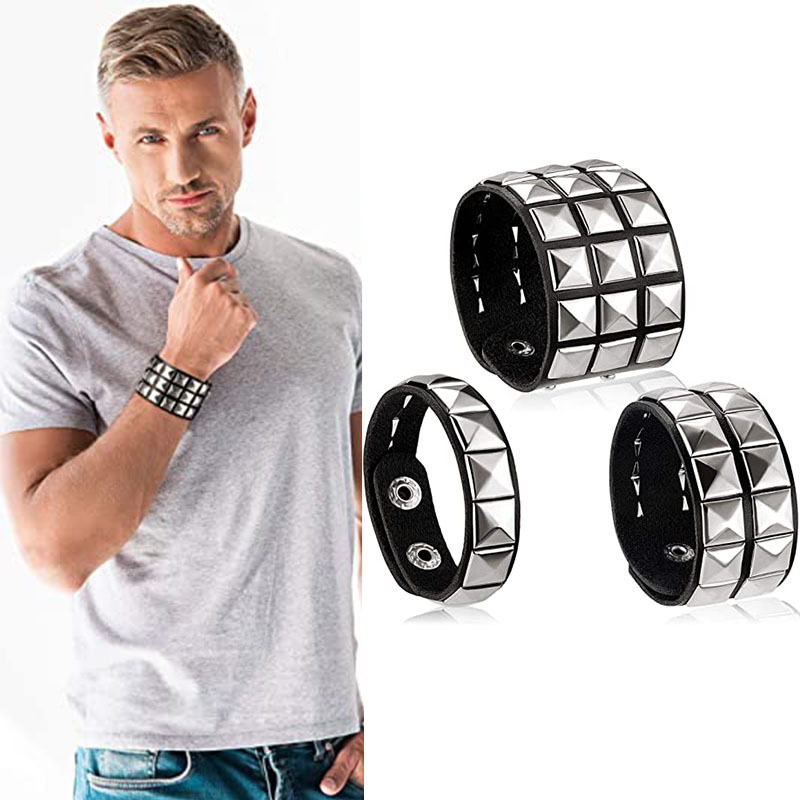 Bracciale Rivetto Unisex Rivetto Bracciale Quadrato Perline Moda Casual Punk Bracciale Decorazione Esplosioni Transfrontaliere_voghion.com