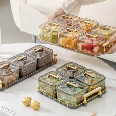 Light luxury transparent fruit plate household living room coffee table candy plate nuts dried fruit storage box tea snack display plate