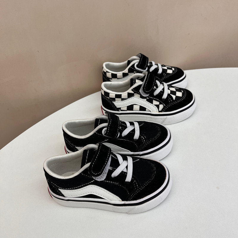2023 Spring New Children's Korean Canvas Shoes Boys and Girls Black and White Casual Board Shoes Baby Kindergarten Shoes