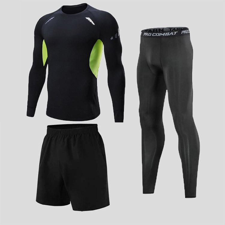 Fitness suit men's spring and autumn quick-drying clothes sports running clothes training tights basketball equipment morning running clothes wholesale