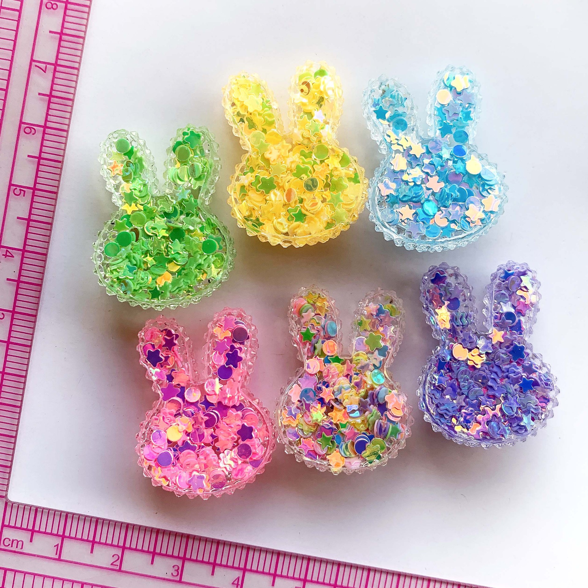High transparent five-pointed star sequins rabbit head AB glue jewelry accessories diy hairpin accessories handmade hair accessories material