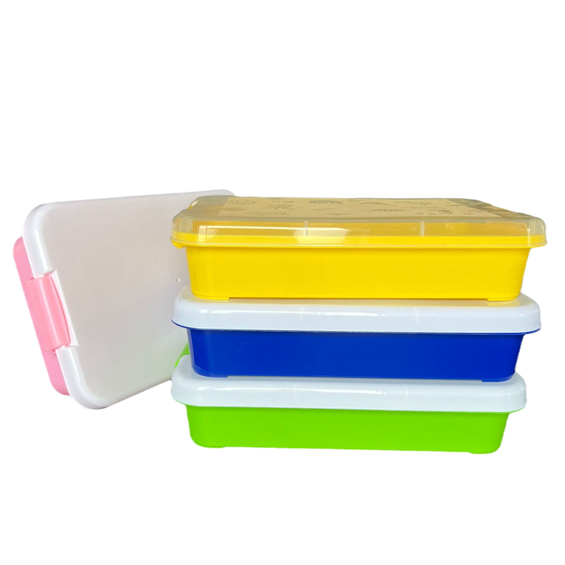Wholesale plastic transparent space toy sand tray Plasticine storage box toy reel with lid Plasticine box
