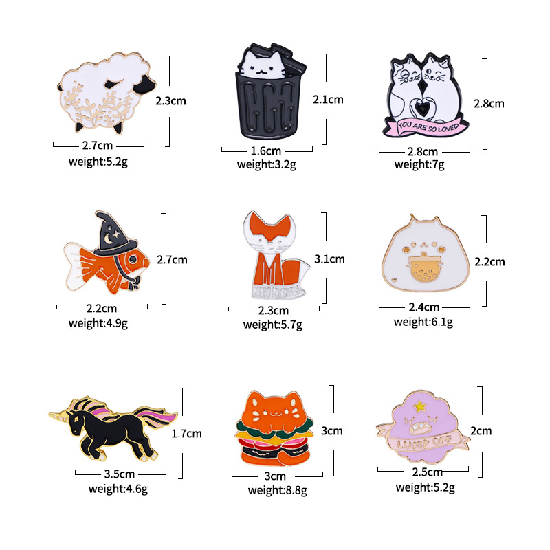 Cross-border alloy animal series brooch cute cartoon cat metal badge New Anime badge clothing accessories