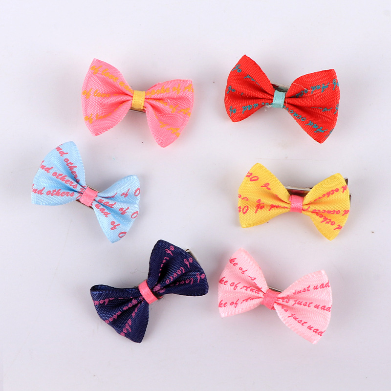 Pet Cat Teddy VIP New Printed Striped Hairpin Bow Hair Accessories Colorful Exquisite Head Flower Wholesale