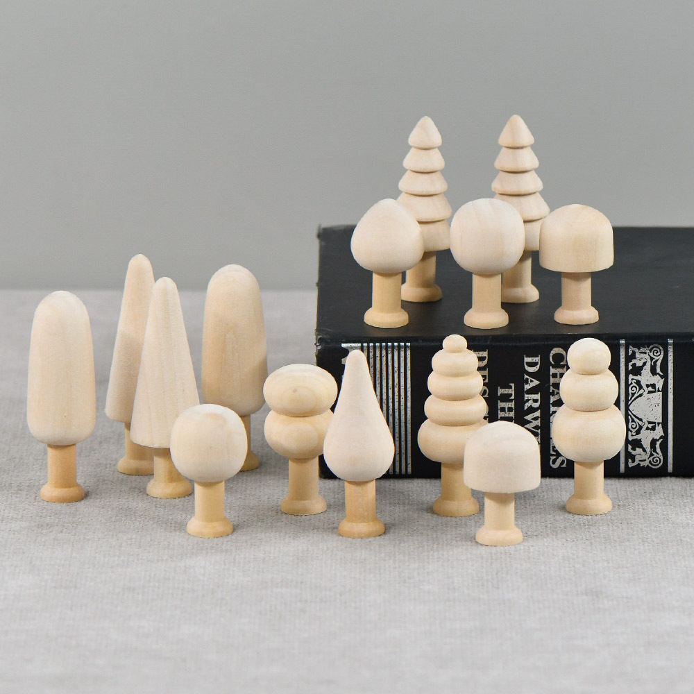 Creative Wood home diy painted children's toy Easter tree wooden mushroom small tree pendant INS Wood embryo