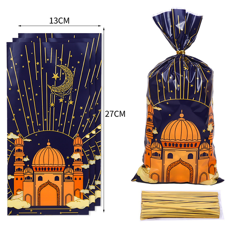 Cross-border in stock OPP flat pocket Moon Castle color printing bag holiday party gift bag cellophane candy bag