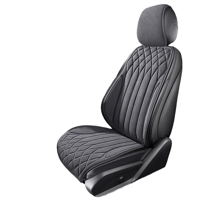 Cojín de asiento de automóvil de una pieza, alfombrilla para asiento individual, cojín universal para asiento trasero de automóvil Four Seasons, alfombrilla para automóvil con patrón de diamantes y ventilación_voghion.com