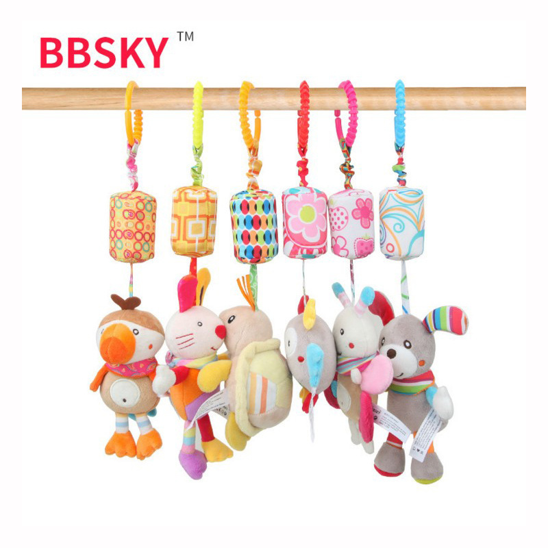 BBSKY baby wind chime cartoon plush pendant animal Bell car hanging bed hanging plush baby toy