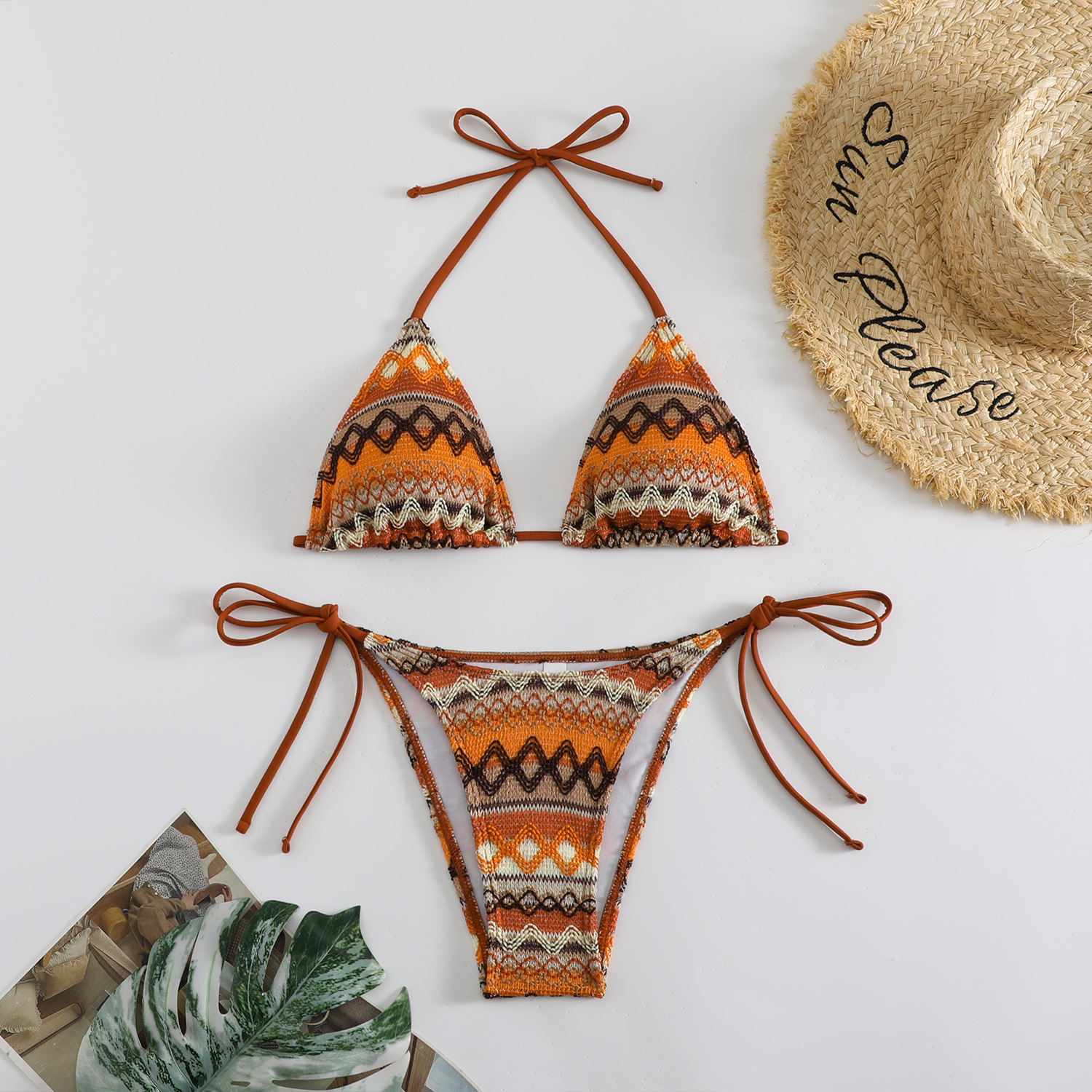 2024 New Knitted Sexy Bikini Summer Beach Bikini Swimwear Female European and American Export Cross-border