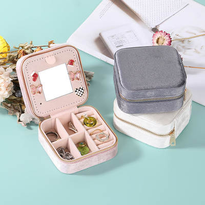 New portable flannel jewelry box travel jewelry ring necklace stud earrings jewelry storage box wholesale