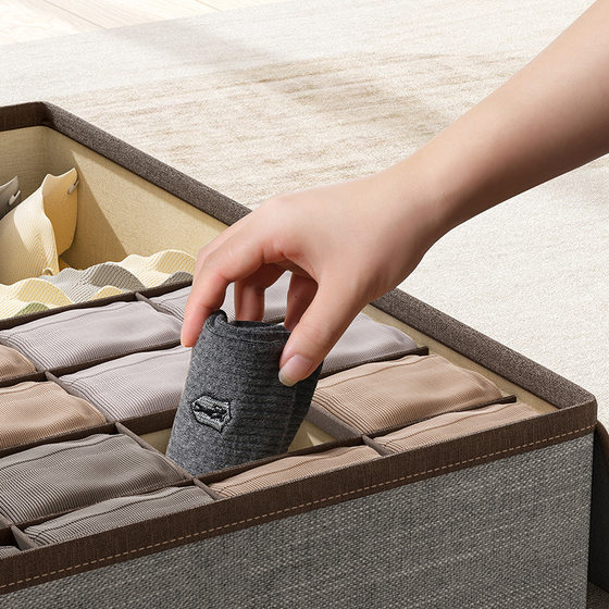 Thickened Cotton Linen Washable Underwear Storage Box Drawer Type Folding Finishing Box Fabric Storage Box
