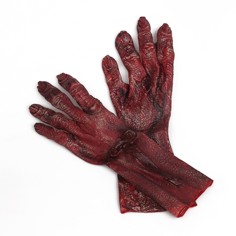 Halloween dance performance props trick horror zombie blood gloves cosplay devil vinyl gloves wholesale