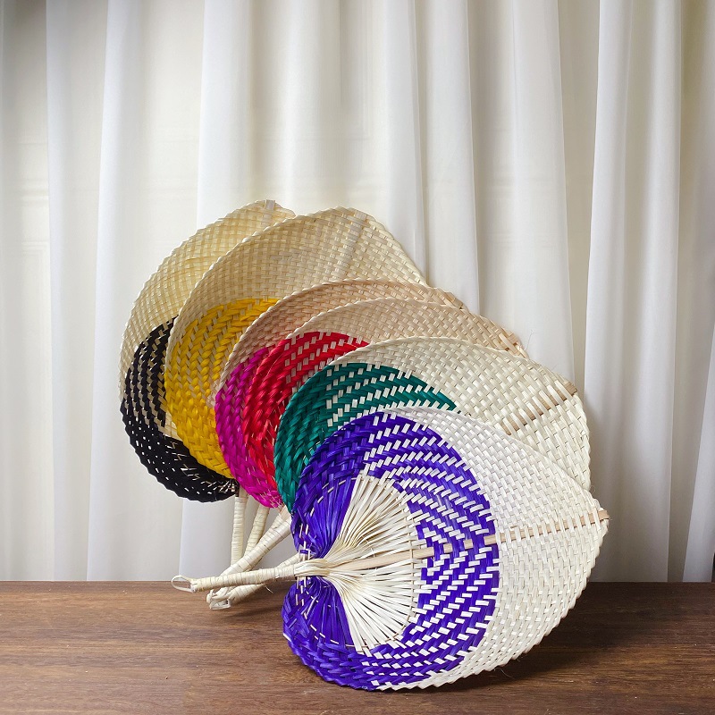 Colorful bamboo woven large Pu Fan old-fashioned fan summer dance baby banana fan bamboo sunflower fan children ancient style fan