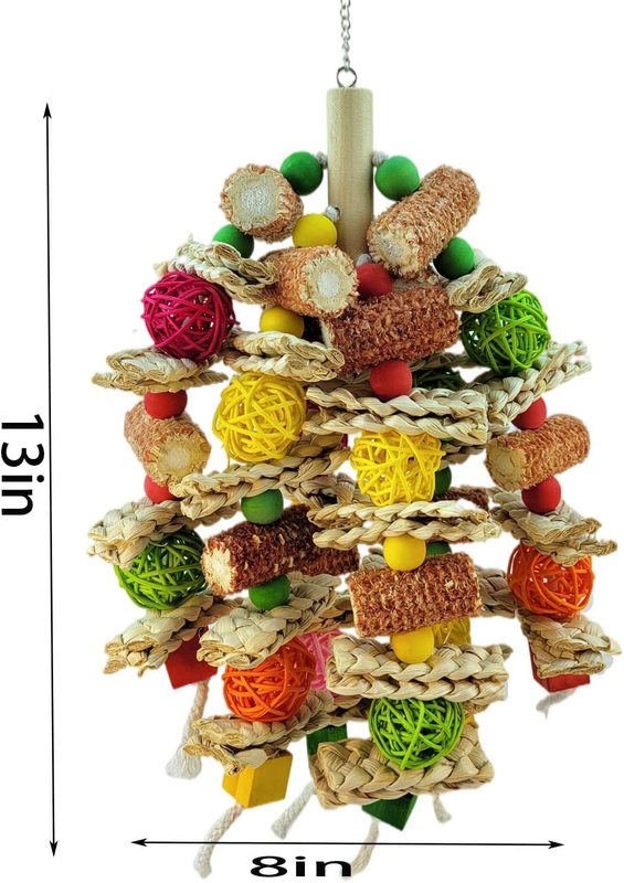 大中型オウムのおもちゃ鳥つるボールオリジナルカラートウモロコシ穂軸咀嚼クライミングストリングおもちゃペットの鳥のための自然な環境に優しい|undefined