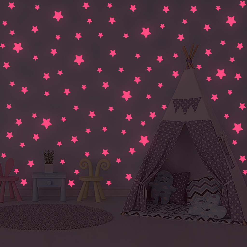 100 PCS luminous stars Pink luminous stars stickers luminous wall stickers wholesale 3380