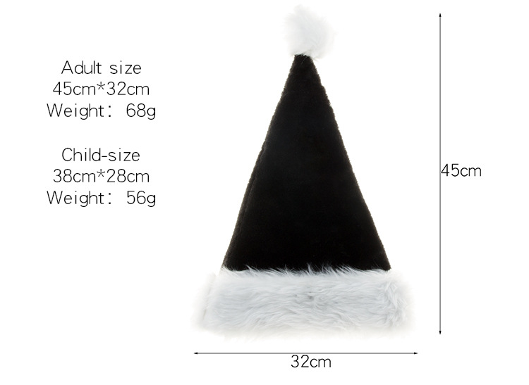 Yihang Cross-border New Black Plush Christmas Hat Thickened Plush Big Ball Christmas Halloween Party Hat_voghion.com