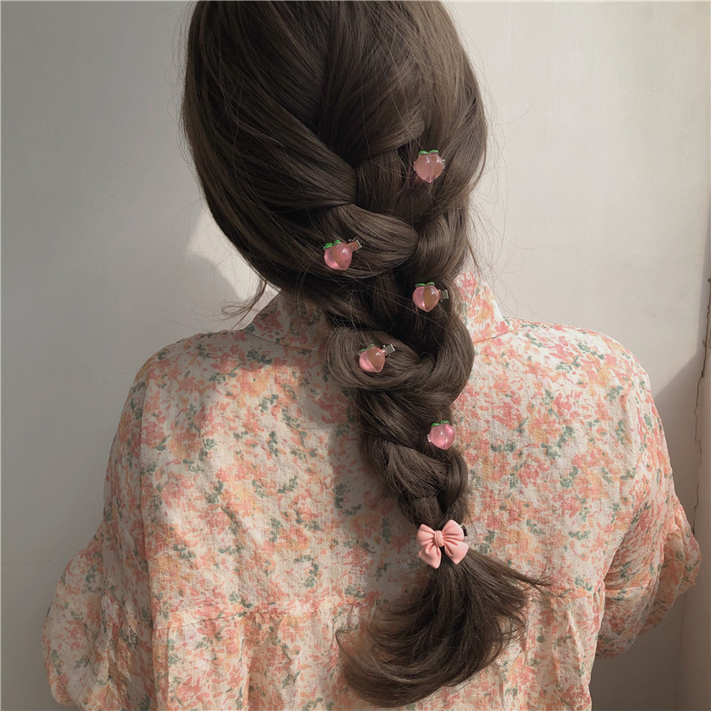 ピンクの柔らかい妹のかわいいシリーズの水蜜桃のヘアピンのヘアピンの甘い美しい風のツバキの花の縁は蝶結びの髪飾りを挟みます。|undefined