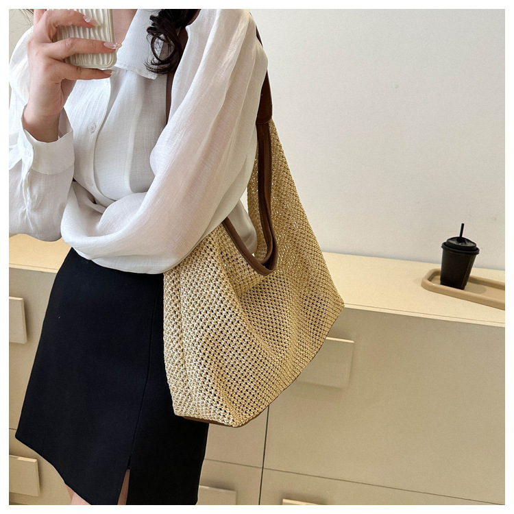 Summer Popular Women's Satchel Woven Bag Trendy Fashion Shoulder Small Bag Seaside Travel Beach Straw Bag for Women