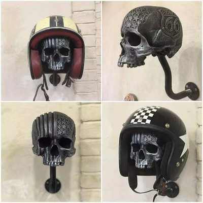 Cross-border Creative Motorcycle Skull Helmet Rack Resin Ornaments Craft Haunted House Horror European and American Interior Wall Ornaments