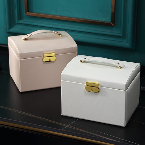 Cross-border Direct Supply Jewelry Box Storage Box Portable with Mirror Jewelry Box Necklace Ring Jewelry Box jewelry Box