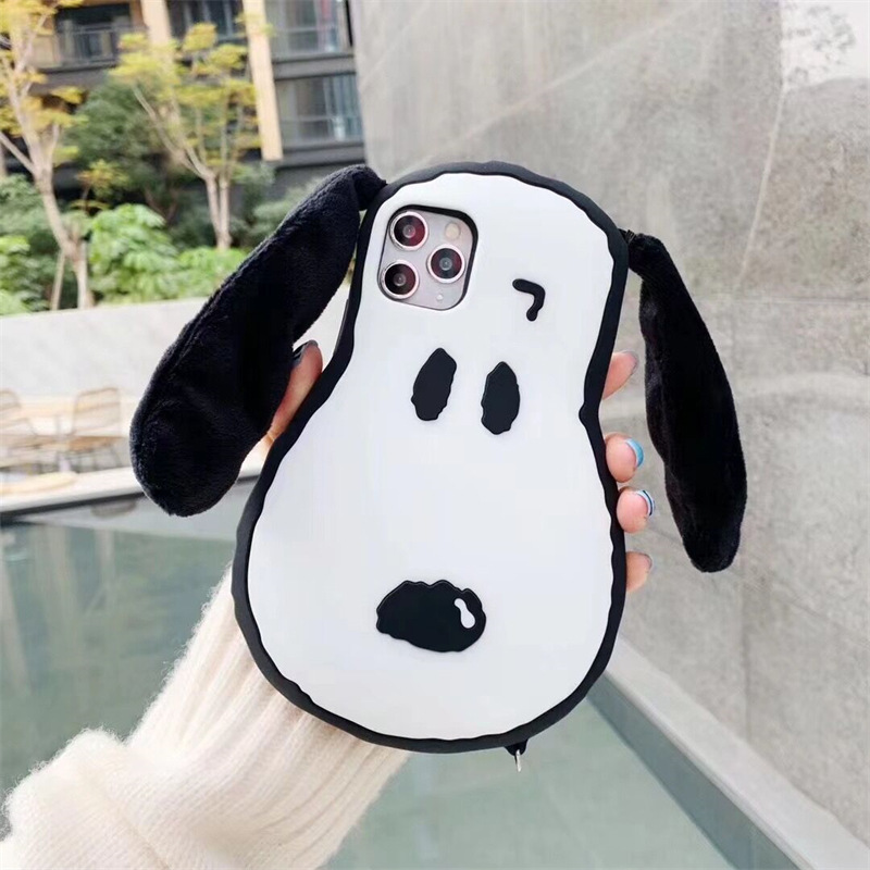卡通可愛史努比耳朵iPhone14plus蘋果11適用12/13pro max手機殼套
