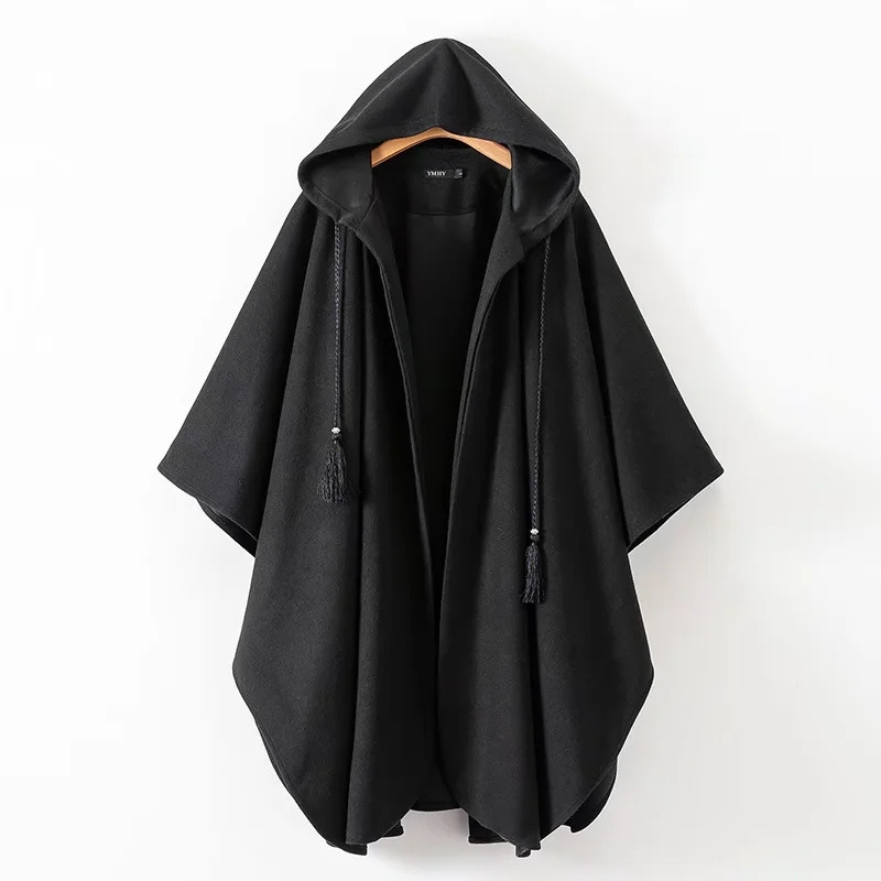 Dunklen stil Europäischen und Amerikanischen herbst und winter mit kapuze langen umhang mantel mode lässig frauen kleidung 22 neue lose wolle schal_voghion.com