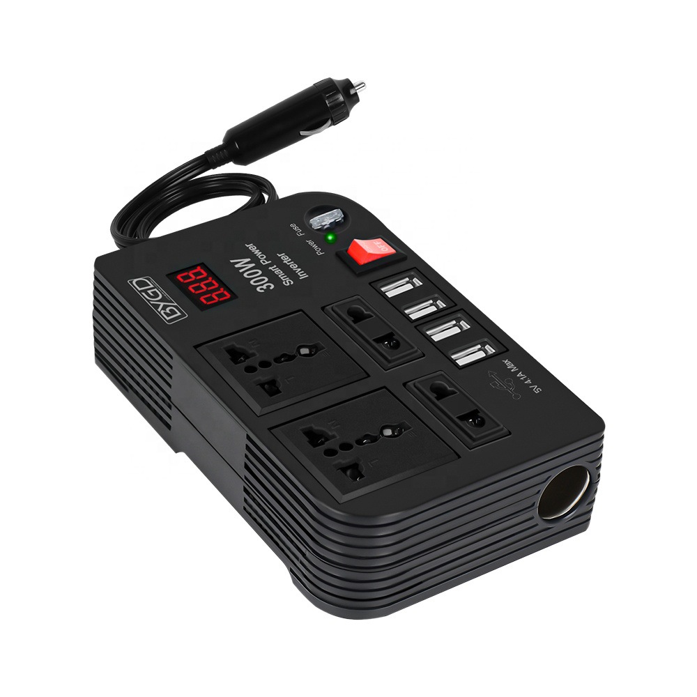 外贸汽车12V300W车载逆变器AC220V电源转换器车载电器逆变变压器