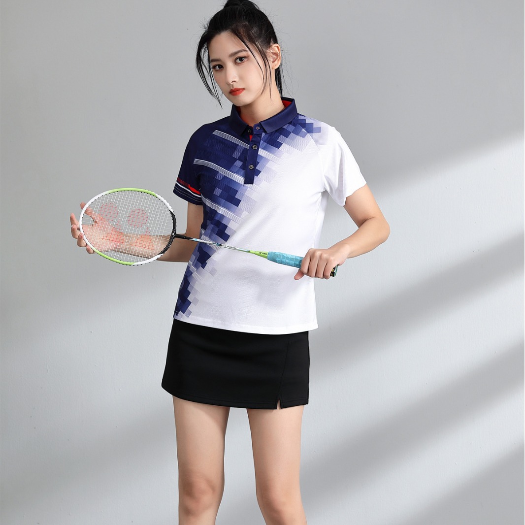 Short-sleeved lapel adult summer quick-drying tennis suit student group purchase competition outdoor fitness top badminton suit