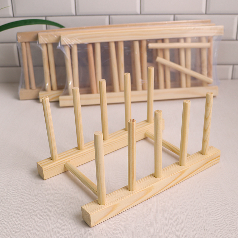 Factory Direct wooden dish rack solid wood draining rack dish rack kitchen storage rack dish storage rack cup holder