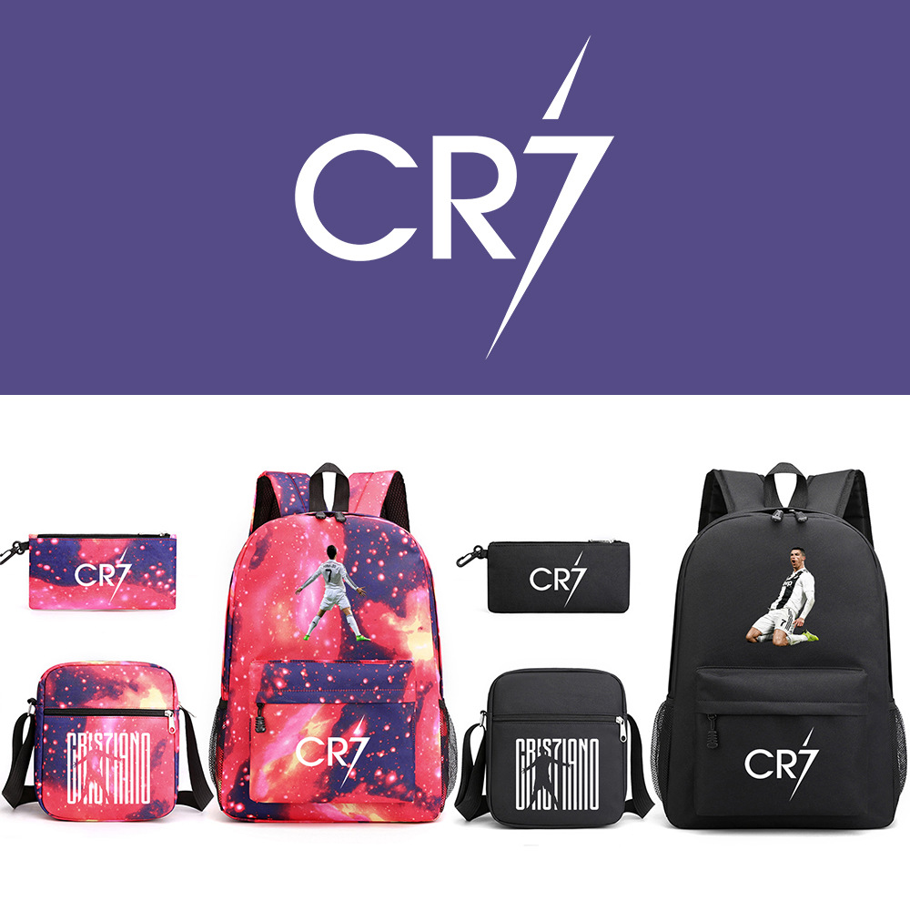 CR7 C羅三件套書包球星系列印花男女學生雙肩包戶外大容量帆布包