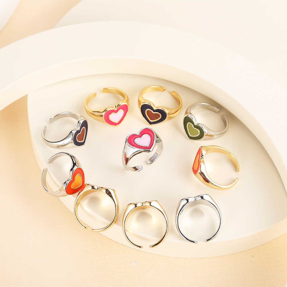 ins Neue Neue Doppel-schicht Liebe Kaffee Doppel-farbe Süße Liebe Öl Tropf Ring Farbe Erhaltung Galvani Lebensmittel Ring_voghion.com