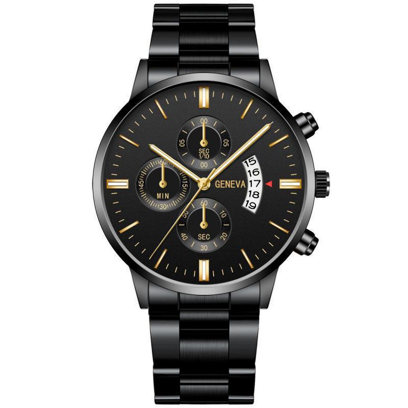 Heißes Angebot Explosive Drei-auge herren Stahl Gürtel Uhr Business Freizeit Kalender Quarzuhr männer Spot_voghion.com